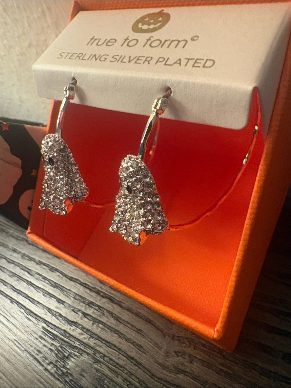 NEW True to Form Silver Ghost Hoop Earrings